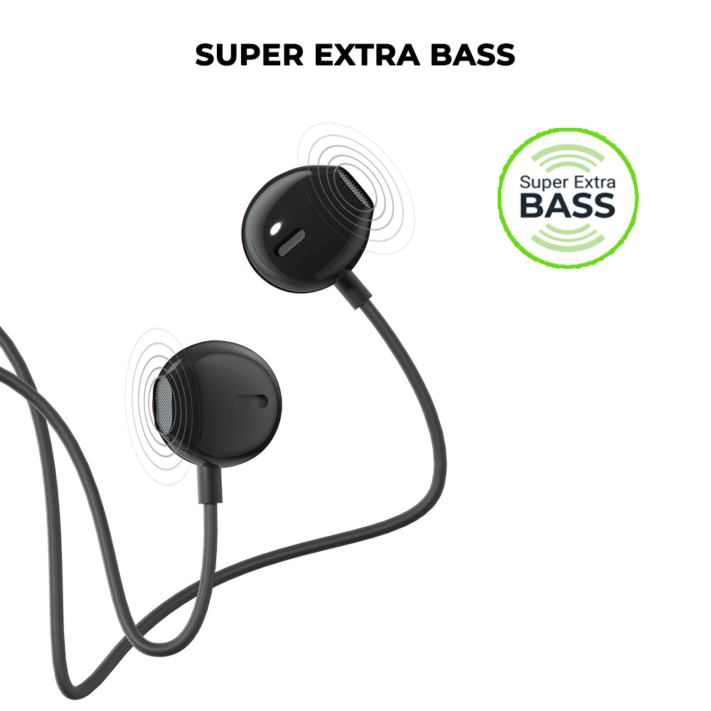 MoBass Hands free Metal Earphones with Mic 1.2m UM1129BLK