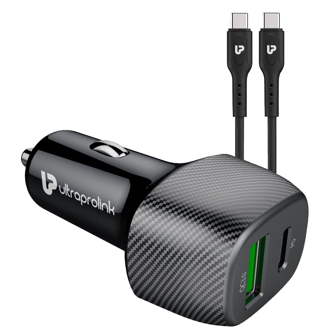 Mini Caricatore da Auto USB-A e USB-C™ Ricarica rapida 38W Metallo Nero  IUSB2-CAR5-AC38W Techly