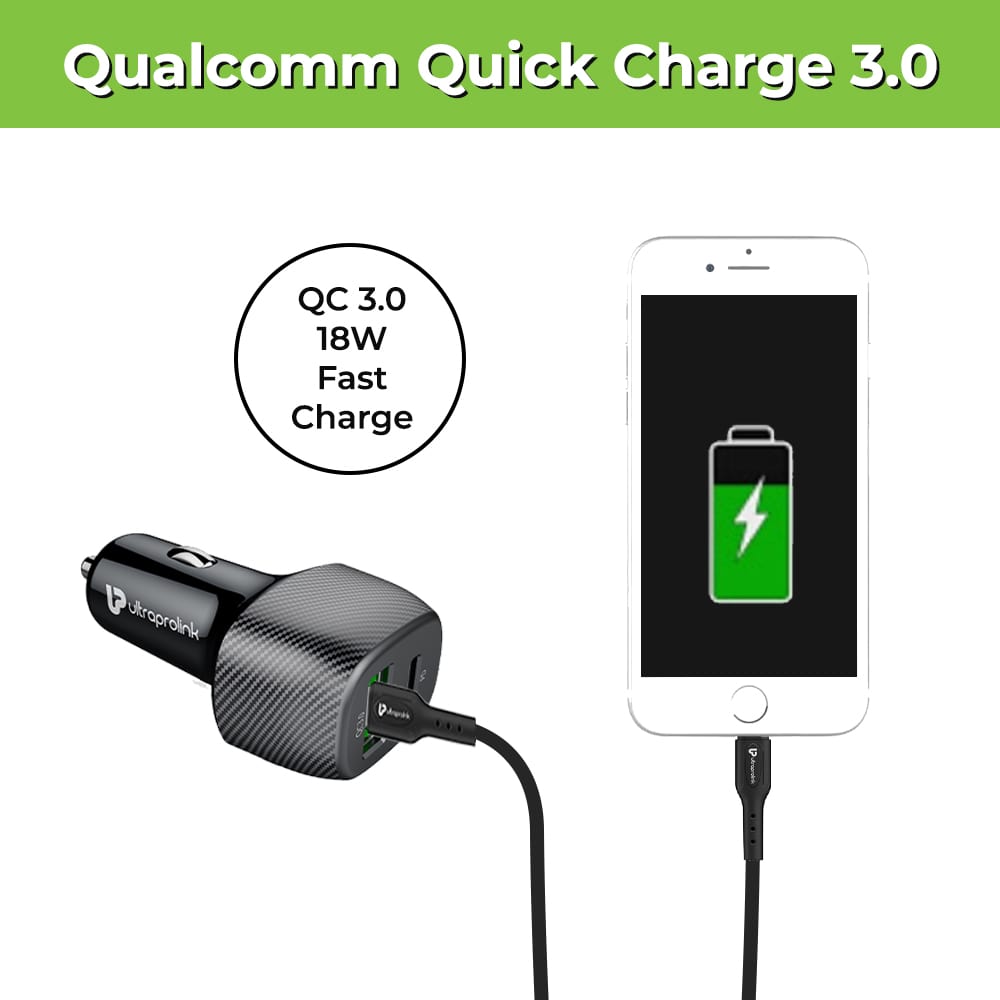 MACH 38W PD + QC 3.0 Car Charger With iPhone Cable UM1013L – UltraProlink